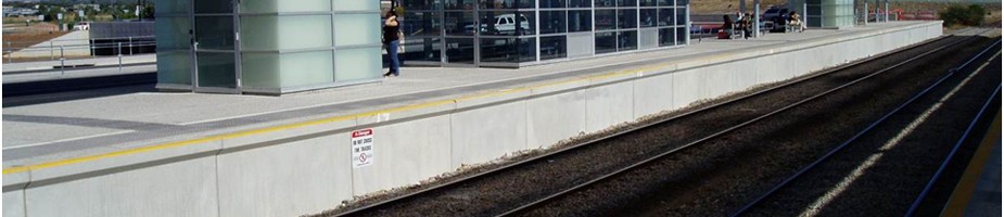 Mawson Interchange platform retaining walls